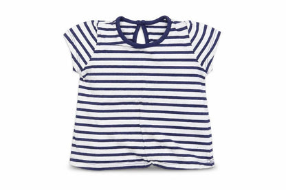 Front view of Matalan Baby White Striped Basic T-Shirt, size 6-9, Months