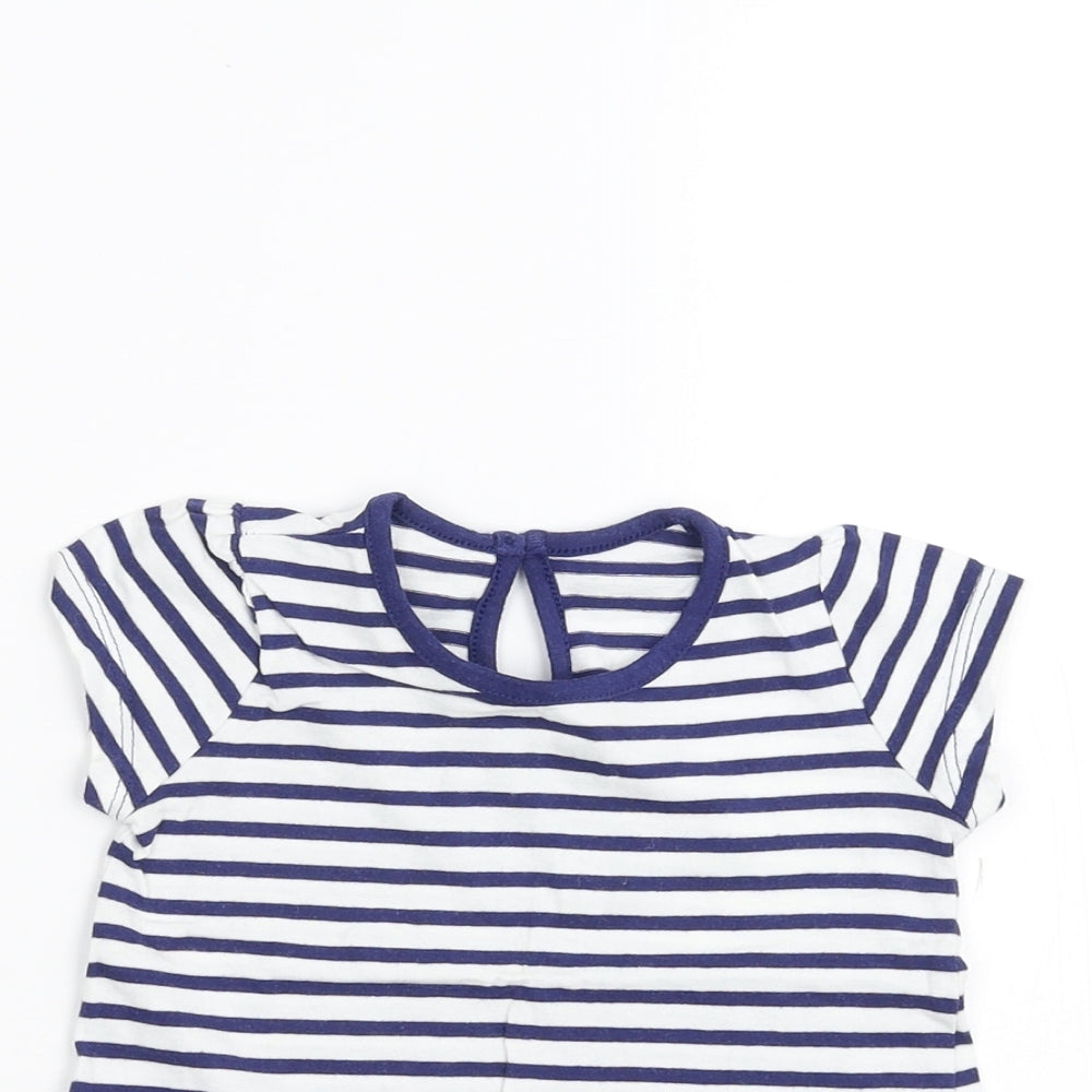 Close-up detail of Matalan Baby White Striped Basic T-Shirt, size 6-9, Months