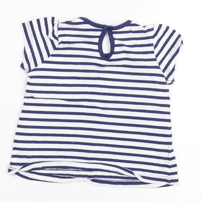 Brand and care label for Matalan Baby White Striped Basic T-Shirt, size 6-9, Months