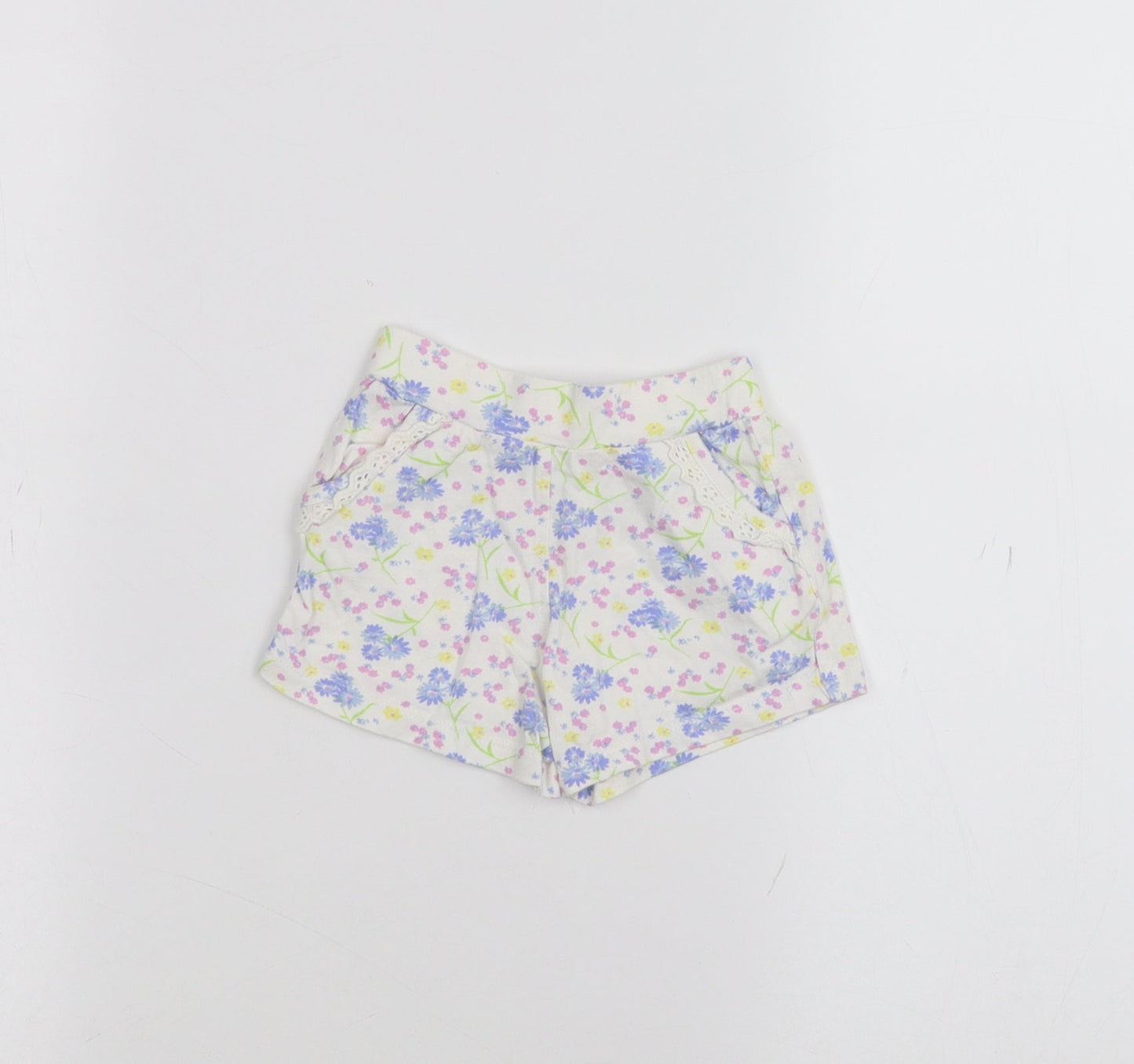 Mothercare Baby White Floral  Cropped Trousers Size 6-9 Months