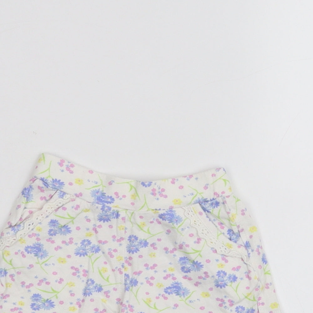 Mothercare Baby White Floral  Cropped Trousers Size 6-9 Months