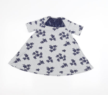 Tucker + Tate Girls Grey Floral  A-Line  Size 3 Years