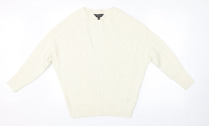 Dorothy Perkins Womens White Striped Knit Pullover Jumper Size 10