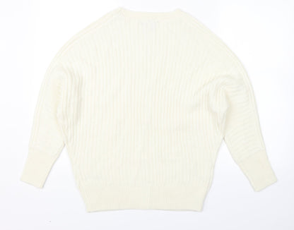 Dorothy Perkins Womens White Striped Knit Pullover Jumper Size 10