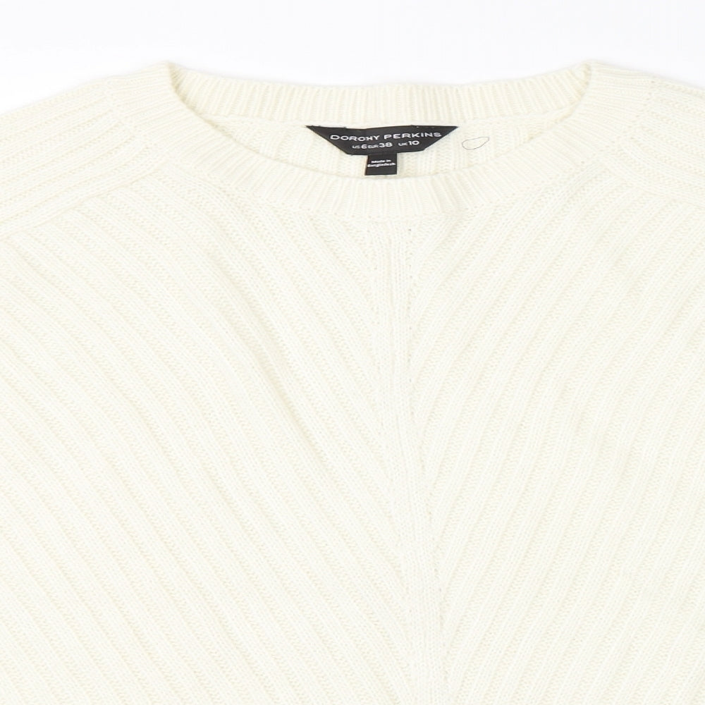 Dorothy Perkins Womens White Striped Knit Pullover Jumper Size 10