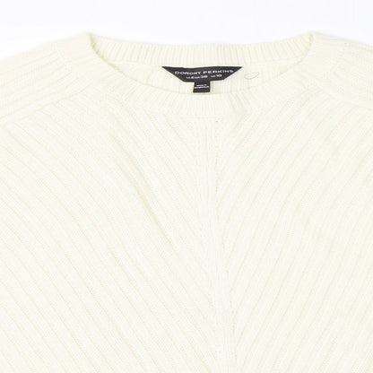 Dorothy Perkins Womens White Striped Knit Pullover Jumper Size 10