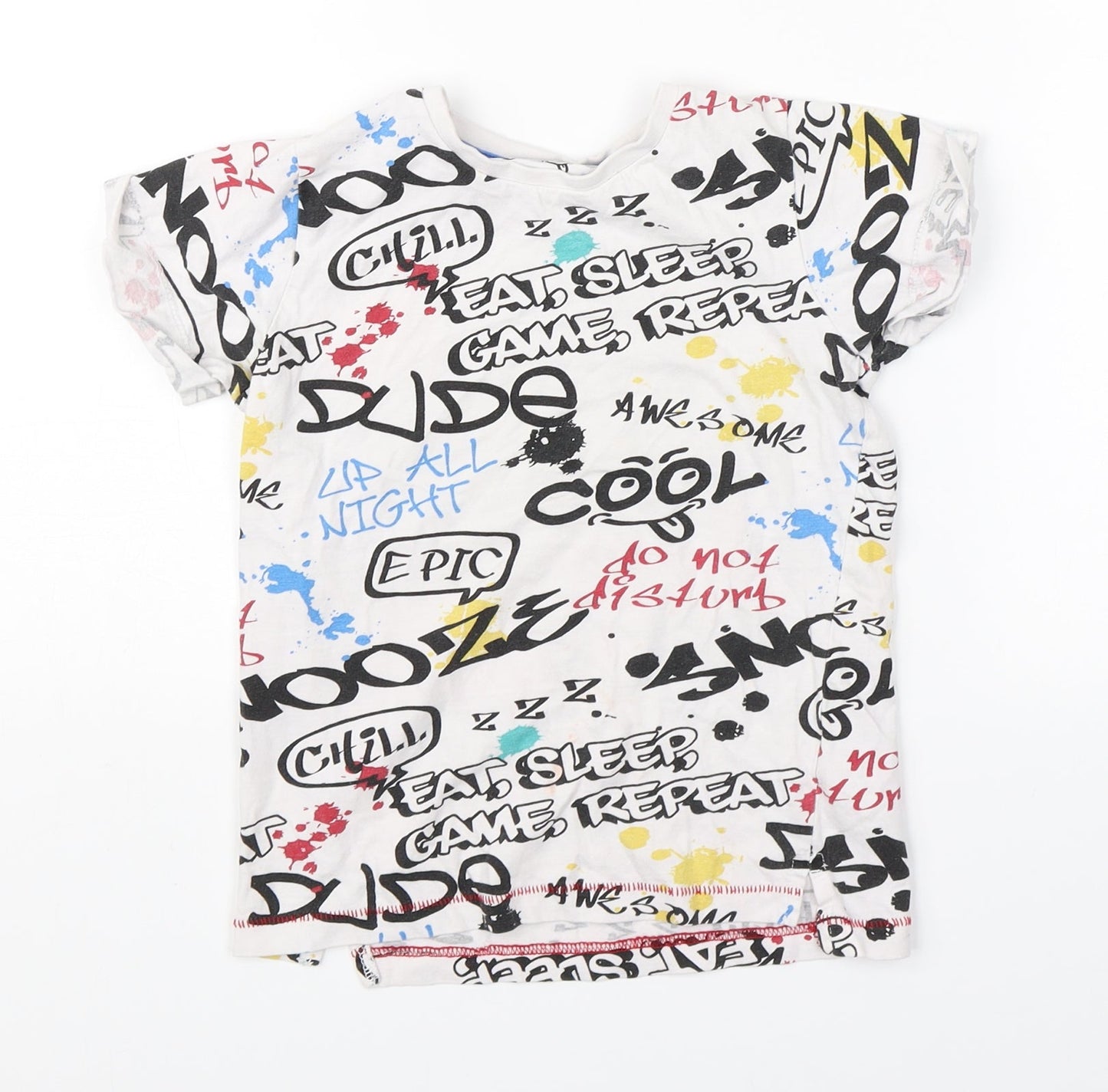 Snooze Boys White   Basic T-Shirt Size 6 Years
