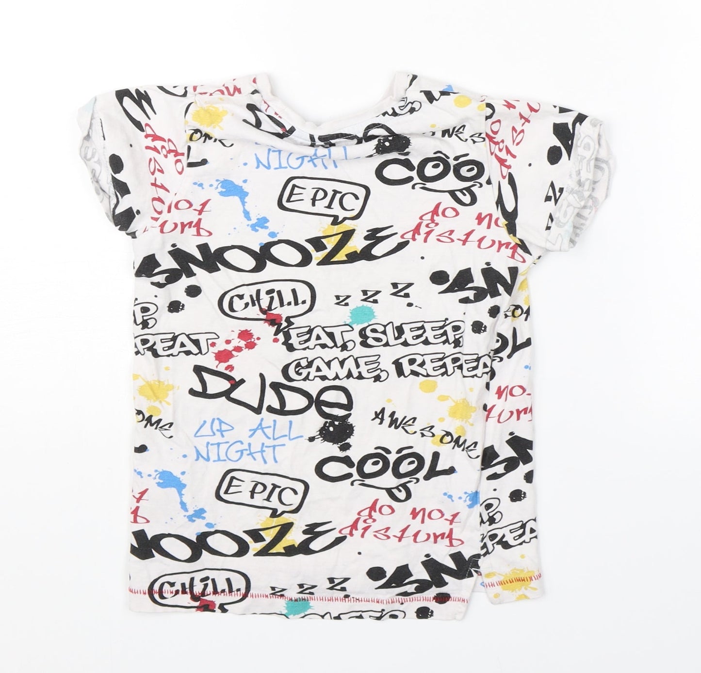 Snooze Boys White   Basic T-Shirt Size 6 Years