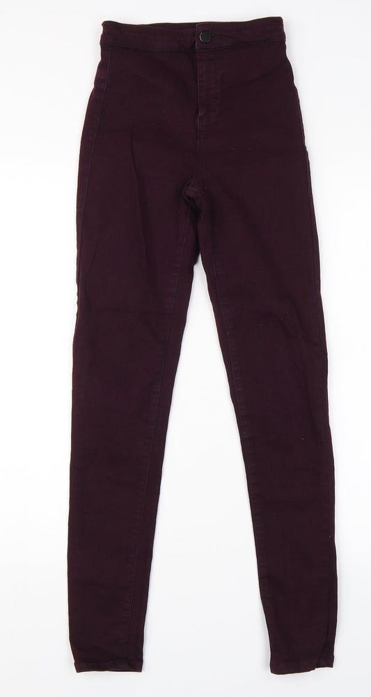 Topshop Womens Purple  Denim Straight Jeans Size 25 in L32 in