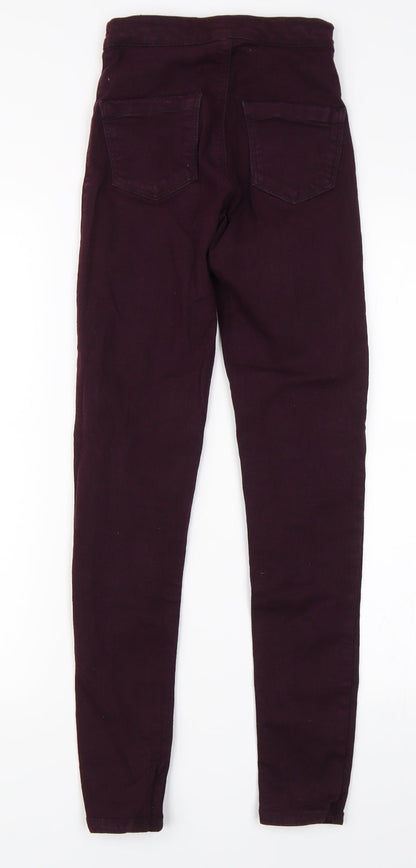 Topshop Womens Purple  Denim Straight Jeans Size 25 in L32 in