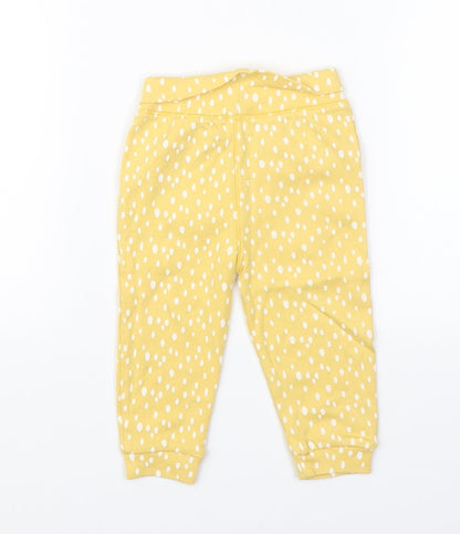 Primark Girls Yellow Polka Dot   Pyjama Pants Size 6-9 Months