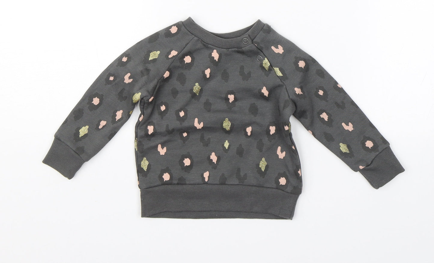 Primark Girls Grey Animal Print  Pullover Jumper Size 3-6 Months