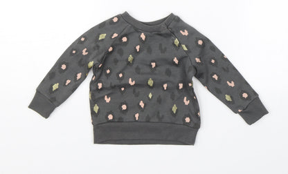Primark Girls Grey Animal Print  Pullover Jumper Size 3-6 Months