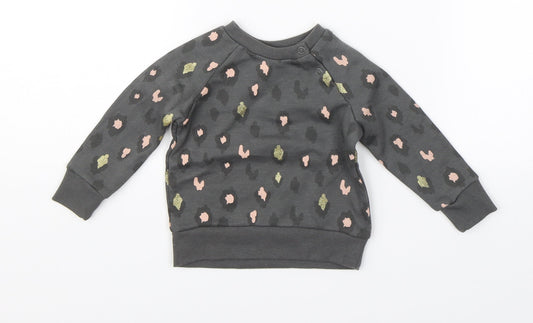 Primark Girls Grey Animal Print  Pullover Jumper Size 3-6 Months