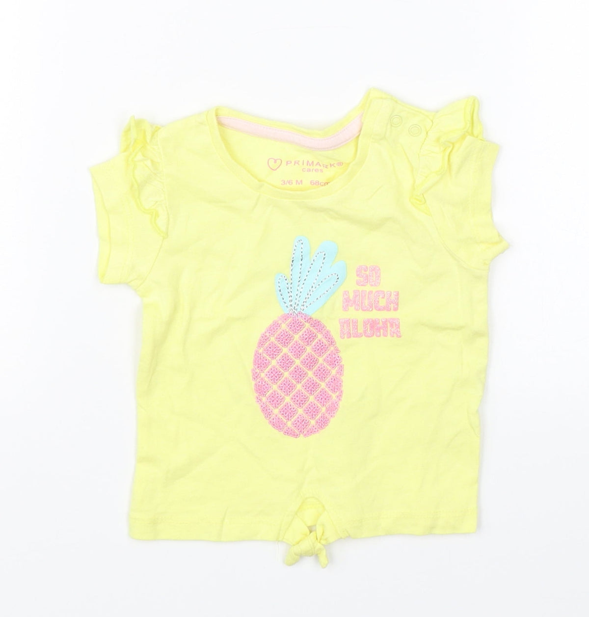 Additional front view of Primark girls’ yellow basic t-shirt, size 3-6, months