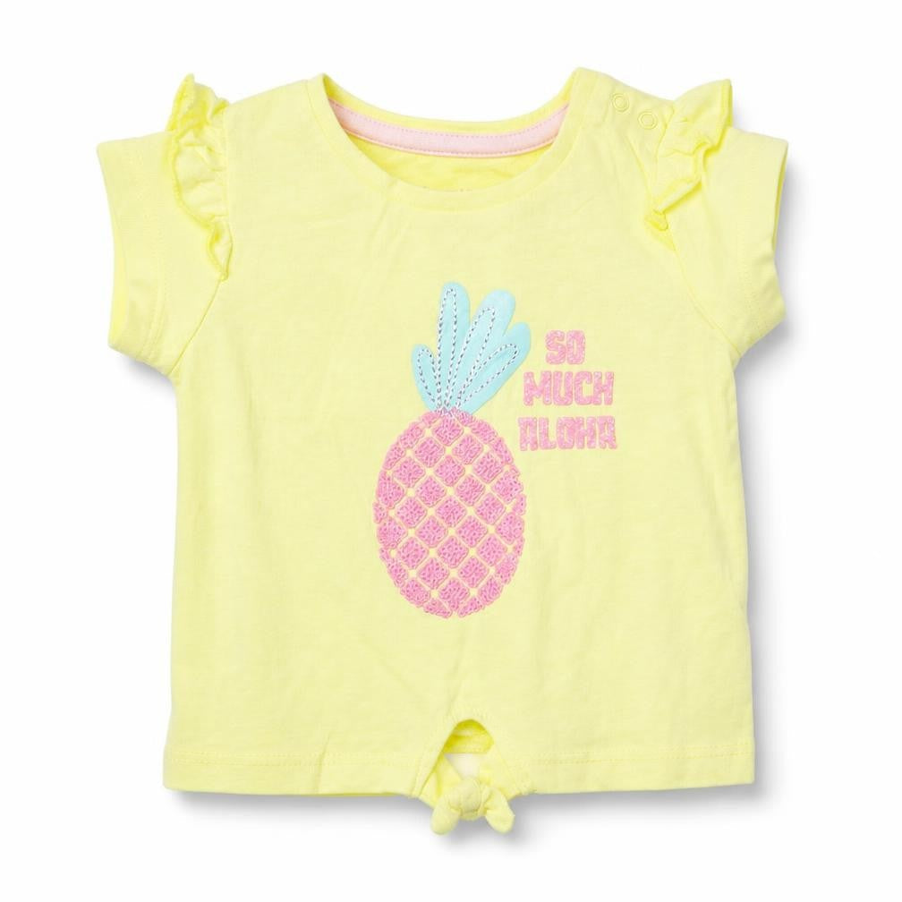 Front view of Primark girls’ yellow basic t-shirt, size 3-6, months