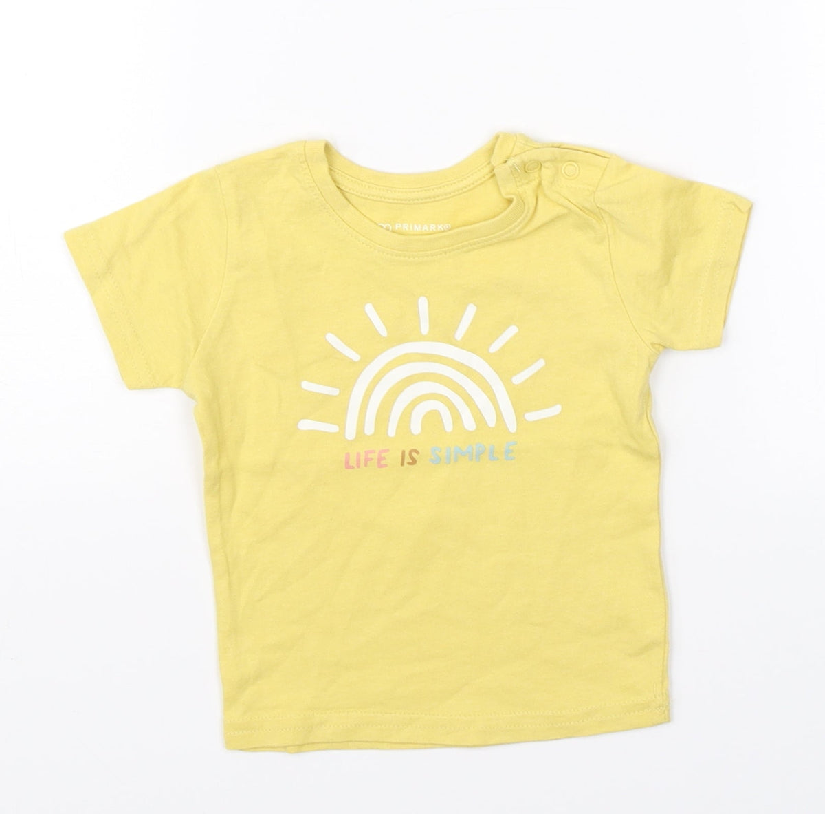 Additional front view of Primark girls’ yellow basic t-shirt, size 6-9, months