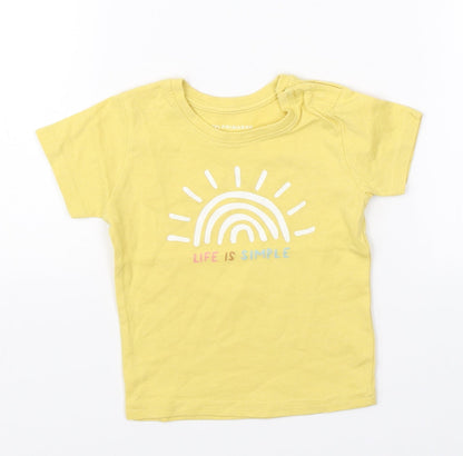 Additional front view of Primark girls’ yellow basic t-shirt, size 6-9, months