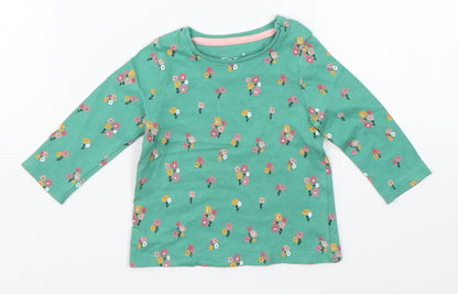 F&F Girls Green Floral  Basic T-Shirt Size 0-3 Months