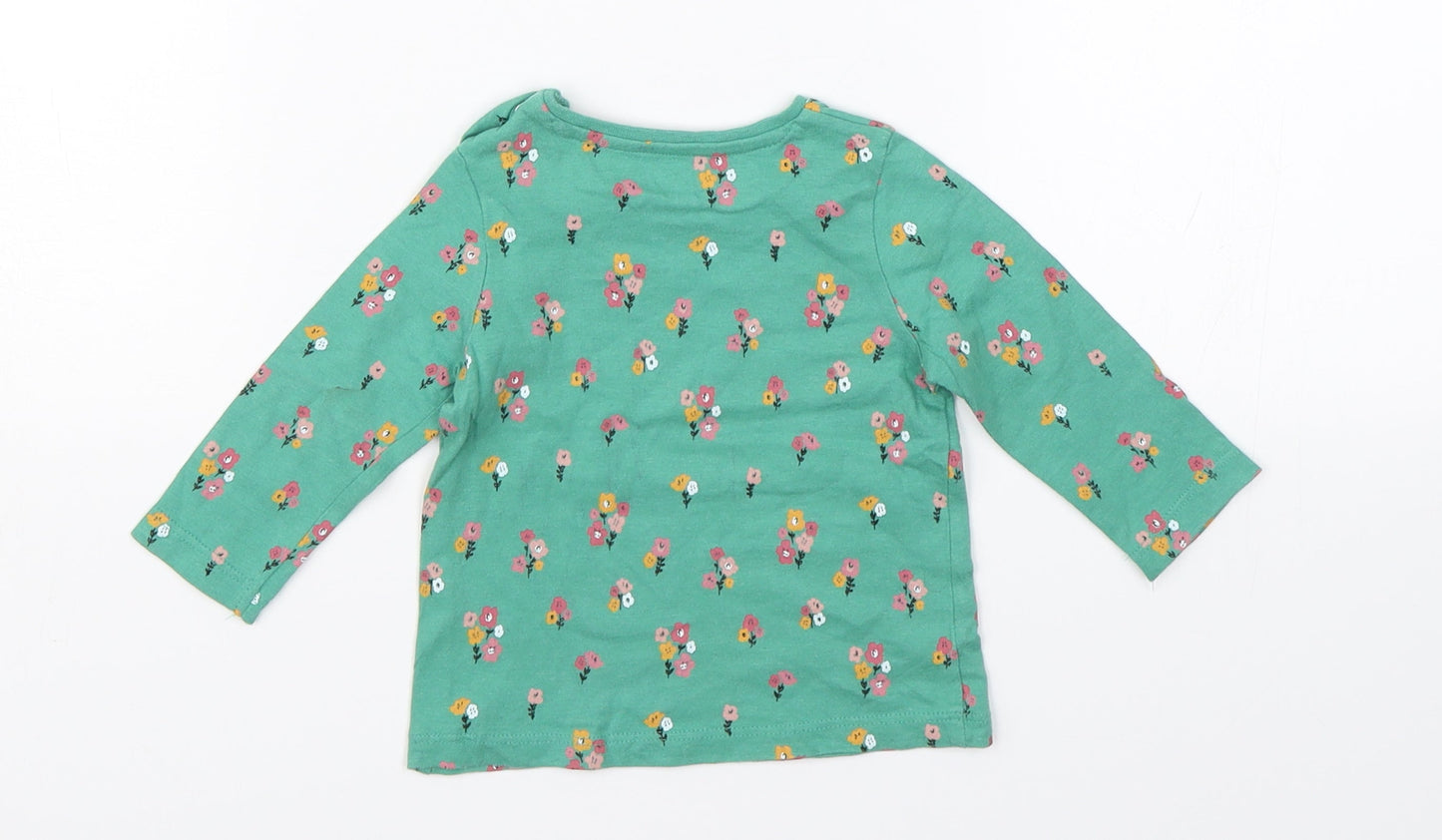 F&F Girls Green Floral  Basic T-Shirt Size 0-3 Months