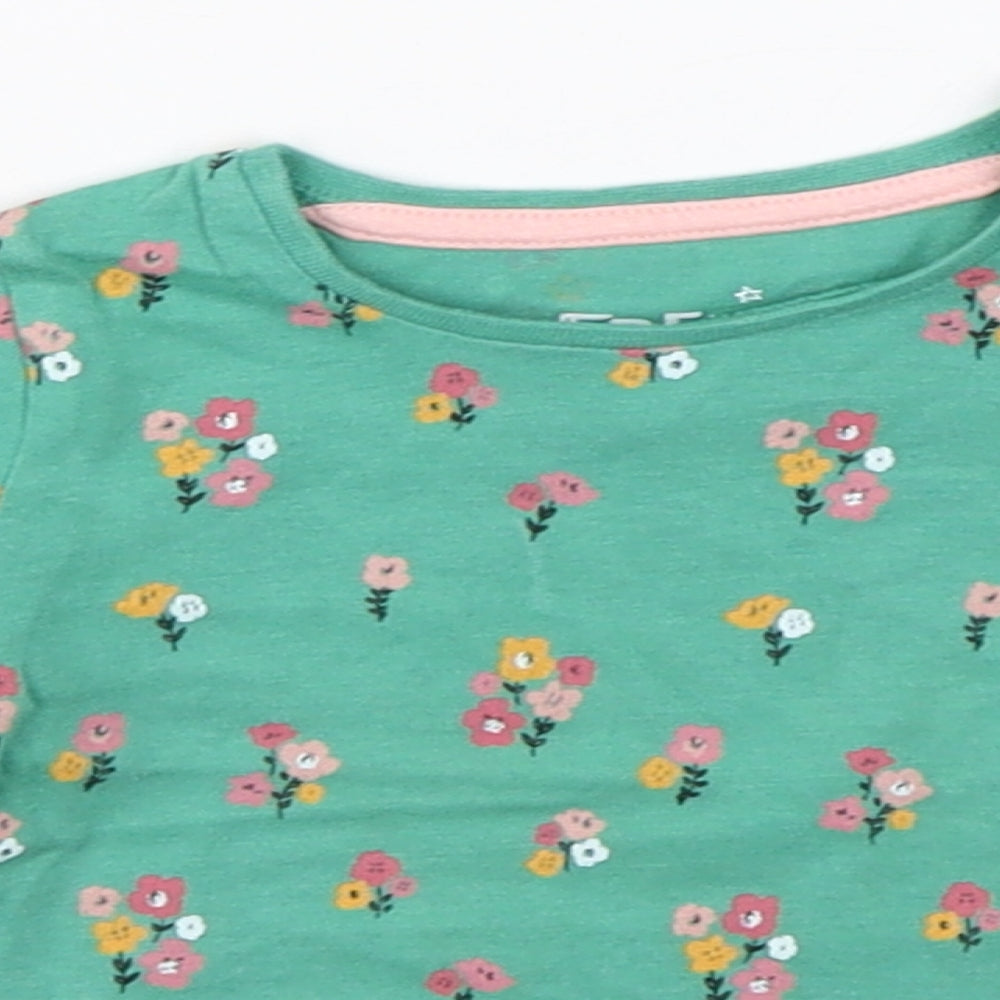 F&F Girls Green Floral  Basic T-Shirt Size 0-3 Months