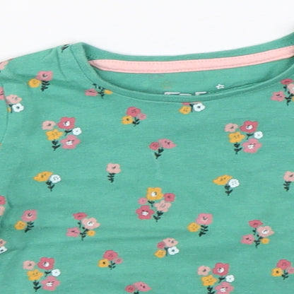 F&F Girls Green Floral  Basic T-Shirt Size 0-3 Months