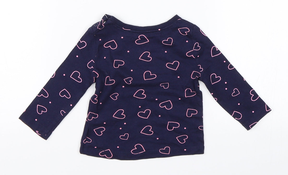 Back view of Primark girls’ blue basic t-shirt, size 3-6, months