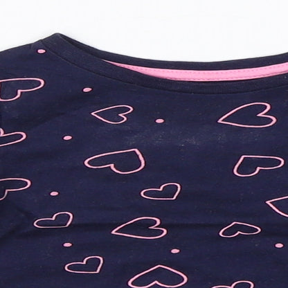 Close-up detail of Primark girls’ blue basic t-shirt, size 3-6, months
