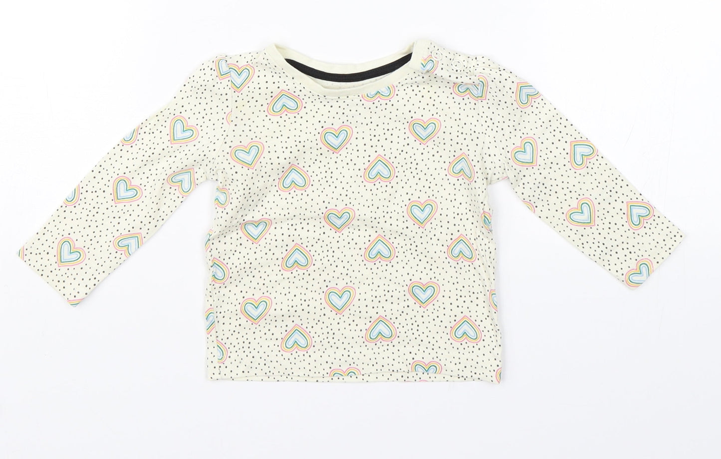 Primark Girls White Polka Dot  Basic T-Shirt Size 3-6 Months