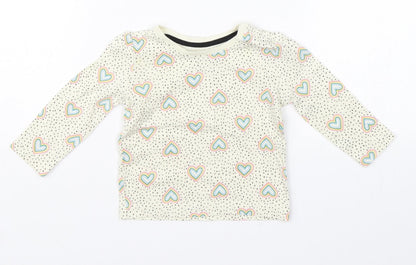 Primark Girls White Polka Dot  Basic T-Shirt Size 3-6 Months