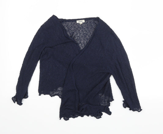 Womens UK Size S Text Blue Basic Blouse