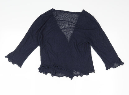 Womens UK Size S Text Blue Basic Blouse