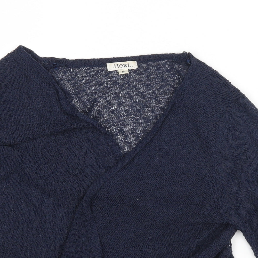 Womens UK Size S Text Blue Basic Blouse