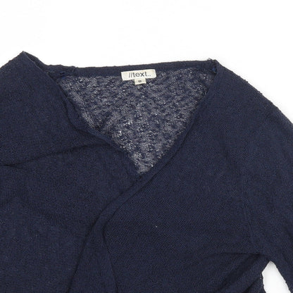 Womens UK Size S Text Blue Basic Blouse