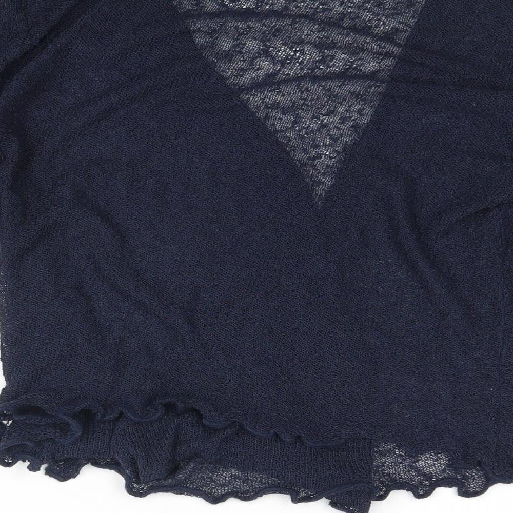 Womens UK Size S Text Blue Basic Blouse