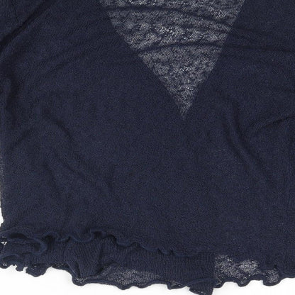 Womens UK Size S Text Blue Basic Blouse