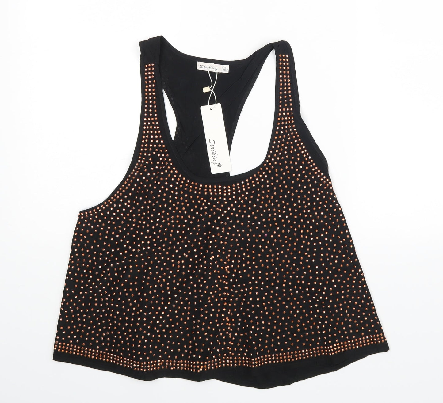 Womens UK Size M Striking Black Basic Blouse