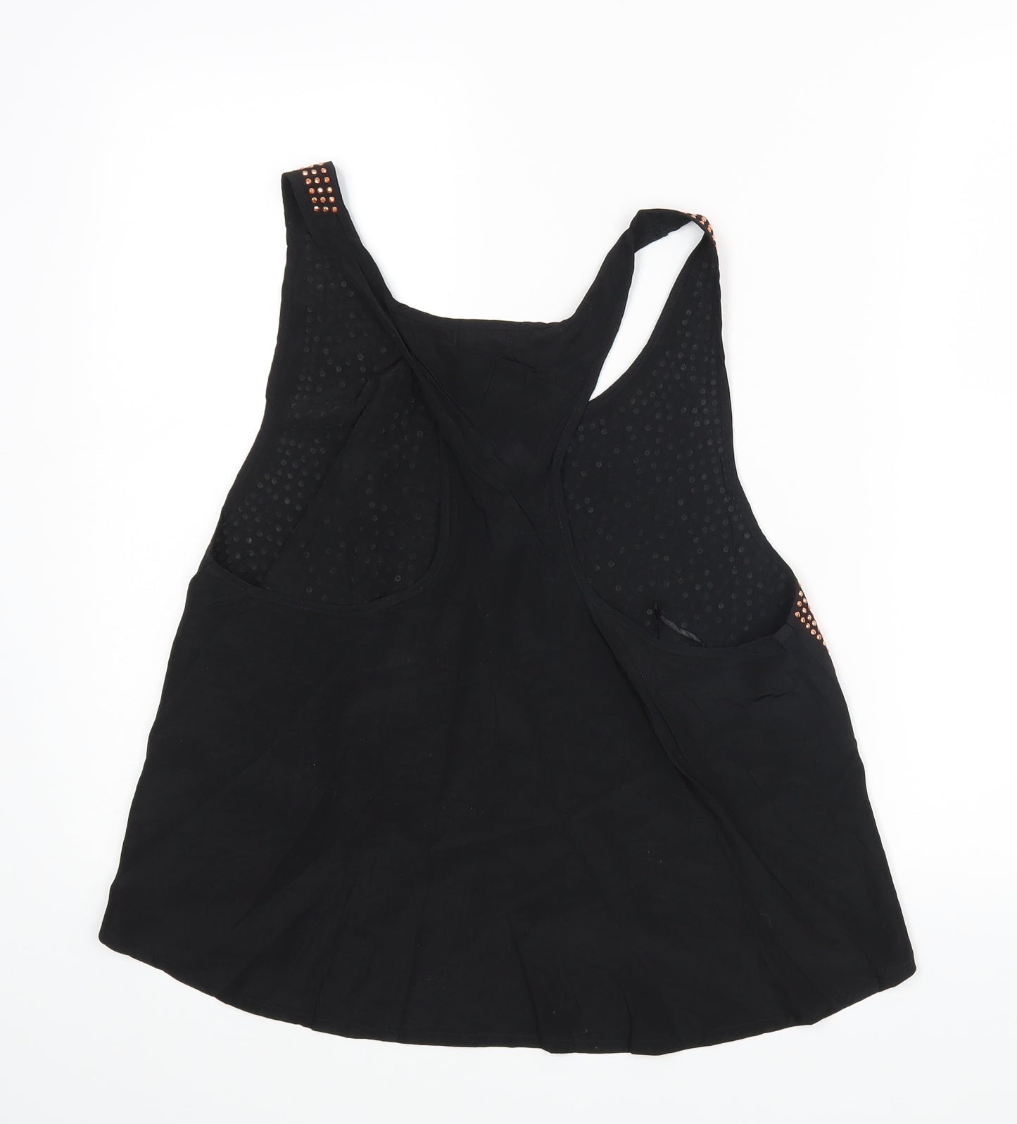 Womens UK Size M Striking Black Basic Blouse