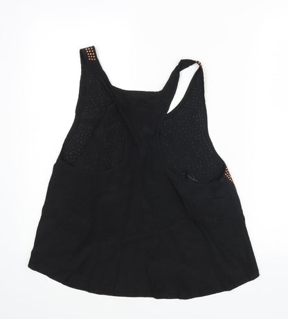 Womens UK Size M Striking Black Basic Blouse
