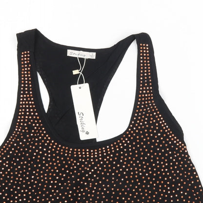 Womens UK Size M Striking Black Basic Blouse