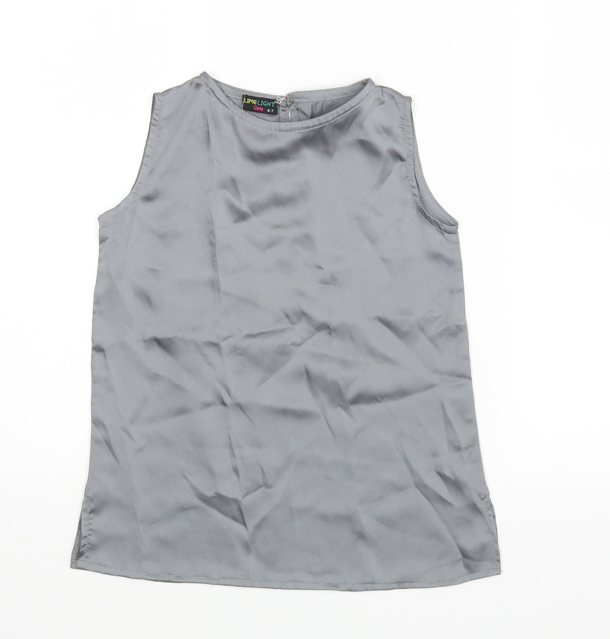 Additional front view of Lime Light girls’ silver basic blouse, size 6-7, years