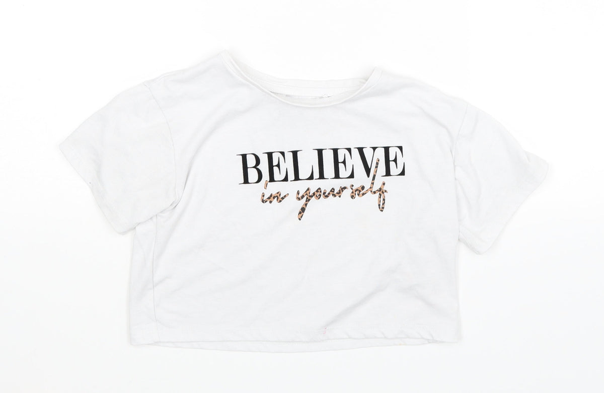 Additional front view of George girls’ white basic t-shirt, size 3-4, years