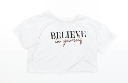 Additional front view of George girls’ white basic t-shirt, size 3-4, years