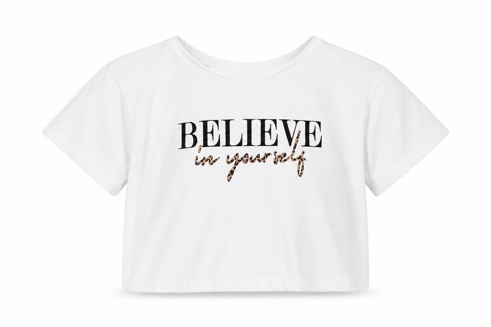 Front view of George girls’ white basic t-shirt, size 3-4, years