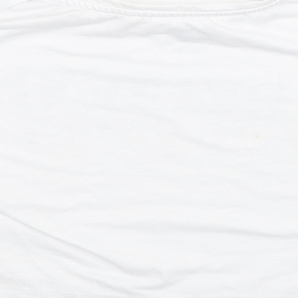 Brand and care label for George girls’ white basic t-shirt, size 3-4, years
