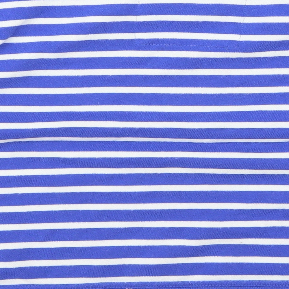 Brand and care label for Atmosphere women’s blue striped jumper, size UK 10