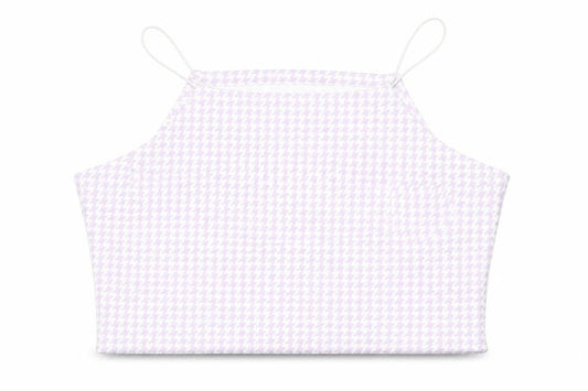Front view of misguided women’s purple cropped tank, size UK 14