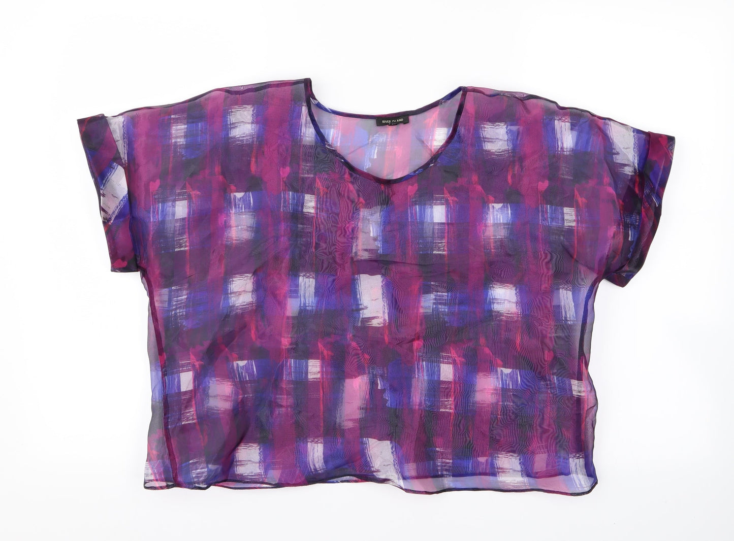 Womens UK Size 14 River Island Purple Basic T-Shirt