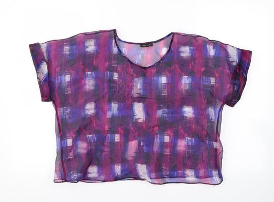 Womens UK Size 14 River Island Purple Basic T-Shirt