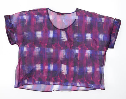 Womens UK Size 14 River Island Purple Basic T-Shirt
